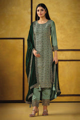 Olive Rangoli Silk Embroidered Trendy Salwar Kameez