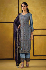 Dark Blue Rangoli Silk Embroidered Trendy Salwar Kameez