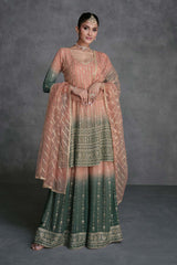 Peach Georgette Designer Sharara Dress