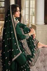 Dark Green Georgette Embroidered Sharara Suit