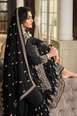 Black Georgette Embroidered Sharara Suit