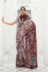 Multi Color Classic Digital Printed Crepe Silk Saree