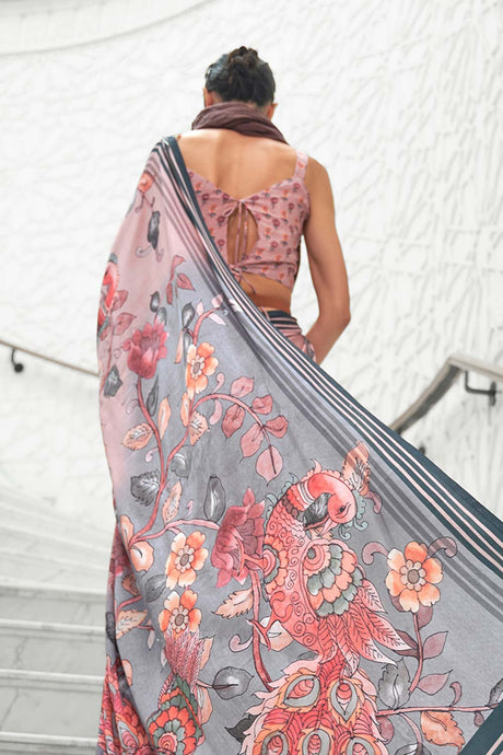 Multi Color Classic Digital Printed Crepe Silk Saree