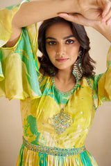 Lemon Chiffon Embroidered Anarkali Salwar Kameez