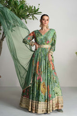 Sea Green Chiffon Embroidered Anarkali Salwar Kameez