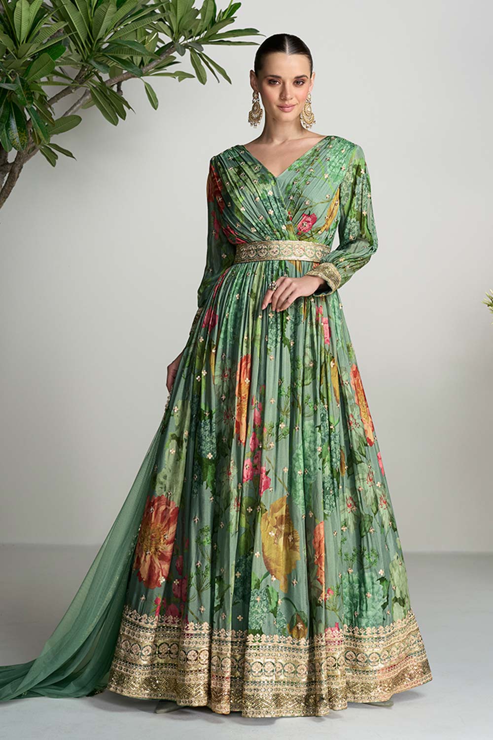 Sea Green Chiffon Embroidered Anarkali Salwar Kameez