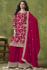 Rani Pink Chanderi Silk Embroidered Salwar Kameez