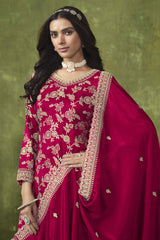 Rani Pink Chanderi Silk Embroidered Salwar Kameez