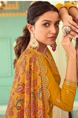 Mustard Georgette Embroidered Salwar Kameez