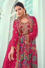 Rani Pink Georgette Embroidered Salwar Kameez