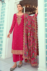 Rani Pink Georgette Embroidered Salwar Kameez