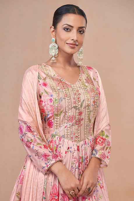 Light Pink Chiffon Embroidered Salwar Kameez