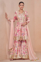 Light Pink Chiffon Embroidered Salwar Kameez