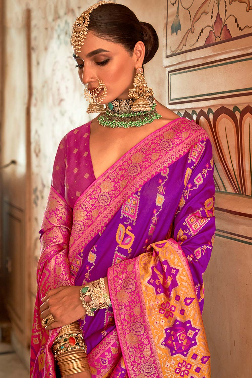 Banarasi Silk Weaving Purple Designer Saree