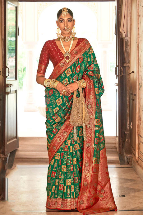 Green Weaving Banarasi Silk Contemporary Saree