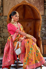 Banarasi Silk Zari Mustard Trendy Saree