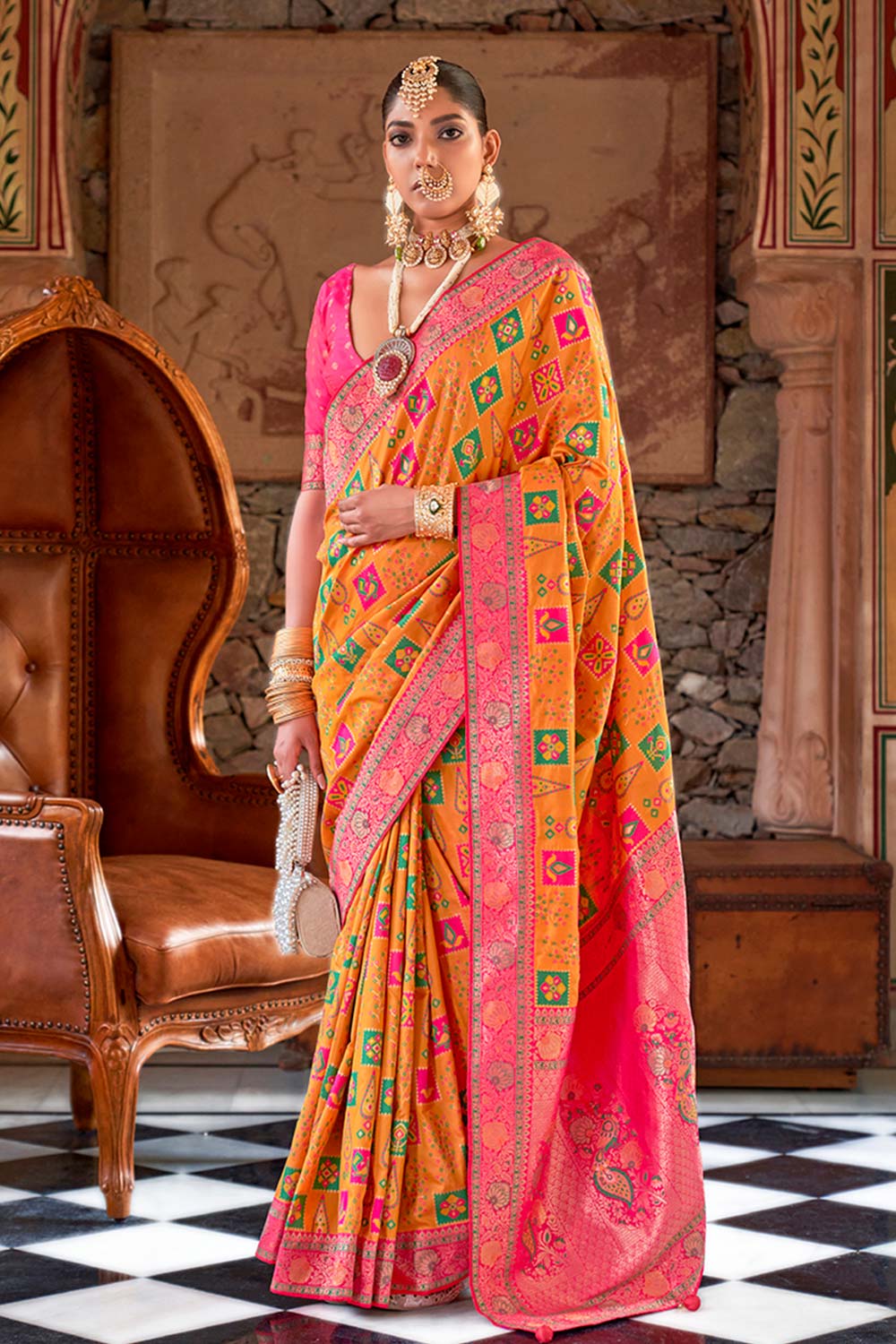 Banarasi Silk Zari Mustard Trendy Saree