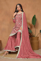 Chinon Embroidered Peach Salwar Kameez