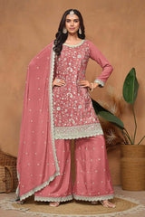 Chinon Embroidered Peach Salwar Kameez