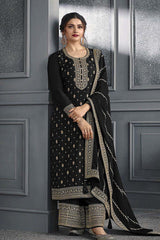 Art Silk Black Embroidered Sequence Work Trendy Salwar Kameez