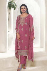 Organza Embroidered Onion Pink Trendy Salwar Kameez