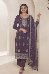 Organza Mauve Purple Embroidered Trendy Salwar Kameez