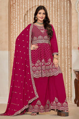 Embroidered Chinon Rani Pink Trendy Salwar Kameez