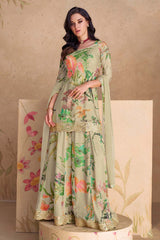 Light Green Chinon Embroidered Sequence Work Classic Salwar Kameez