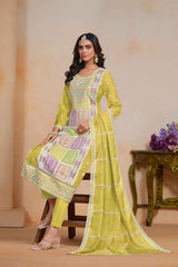 Yellow Embroidered Organza Salwar Suit