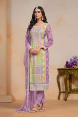 Purple Embroidered Organza Salwar Suit