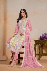 Pink Embroidered Organza Salwar Suit