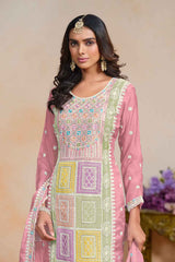 Pink Embroidered Organza Salwar Suit