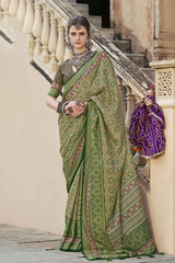 Green Silk Printed Saree