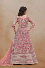 Pink Embroidered Net Salwar Suit