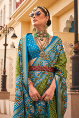 Olive Silk Printed Saree