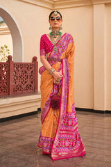 Yellow Silk Printed Saree