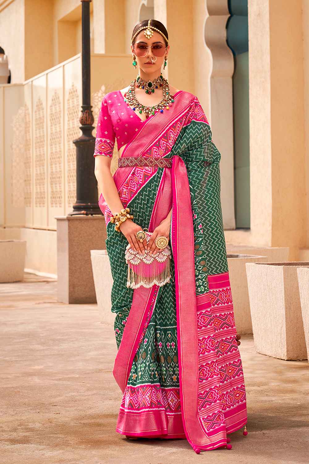 Green Silk Printed Saree