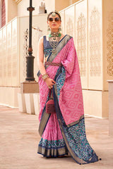 Pink Silk Printed Saree