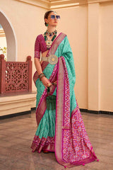 Green Silk Printed Saree