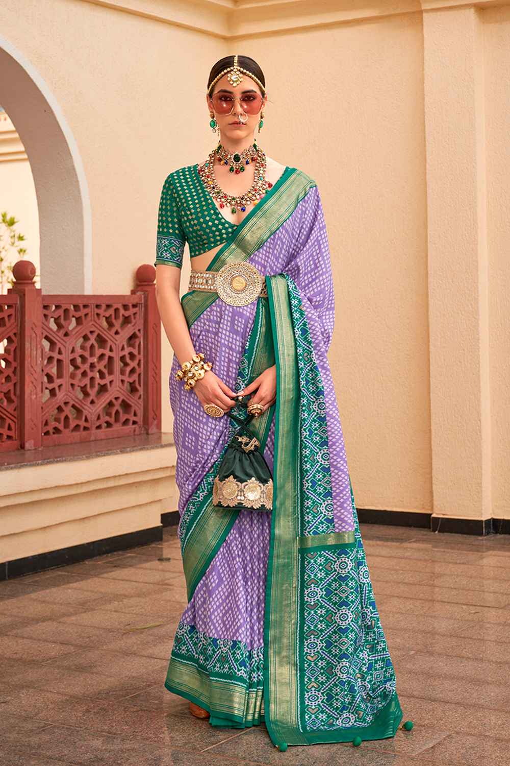 Violet Silk Printed Saree