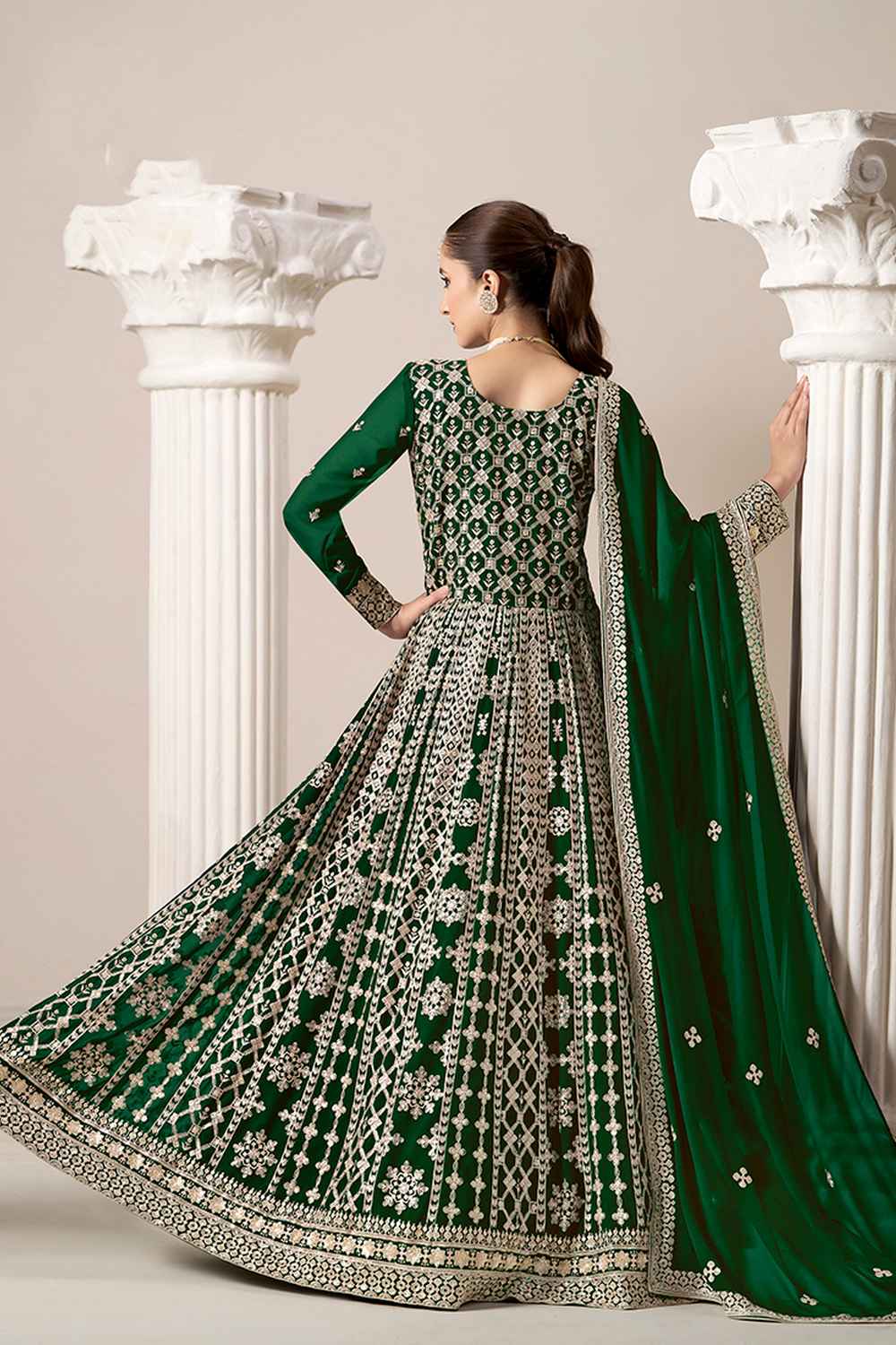 Green Embroidered Georgette Salwar Suit