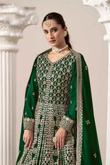 Green Embroidered Georgette Salwar Suit