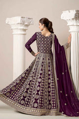 Violet Embroidered Georgette Salwar Suit