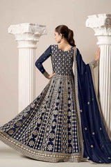 Blue Embroidered Georgette Salwar Suit