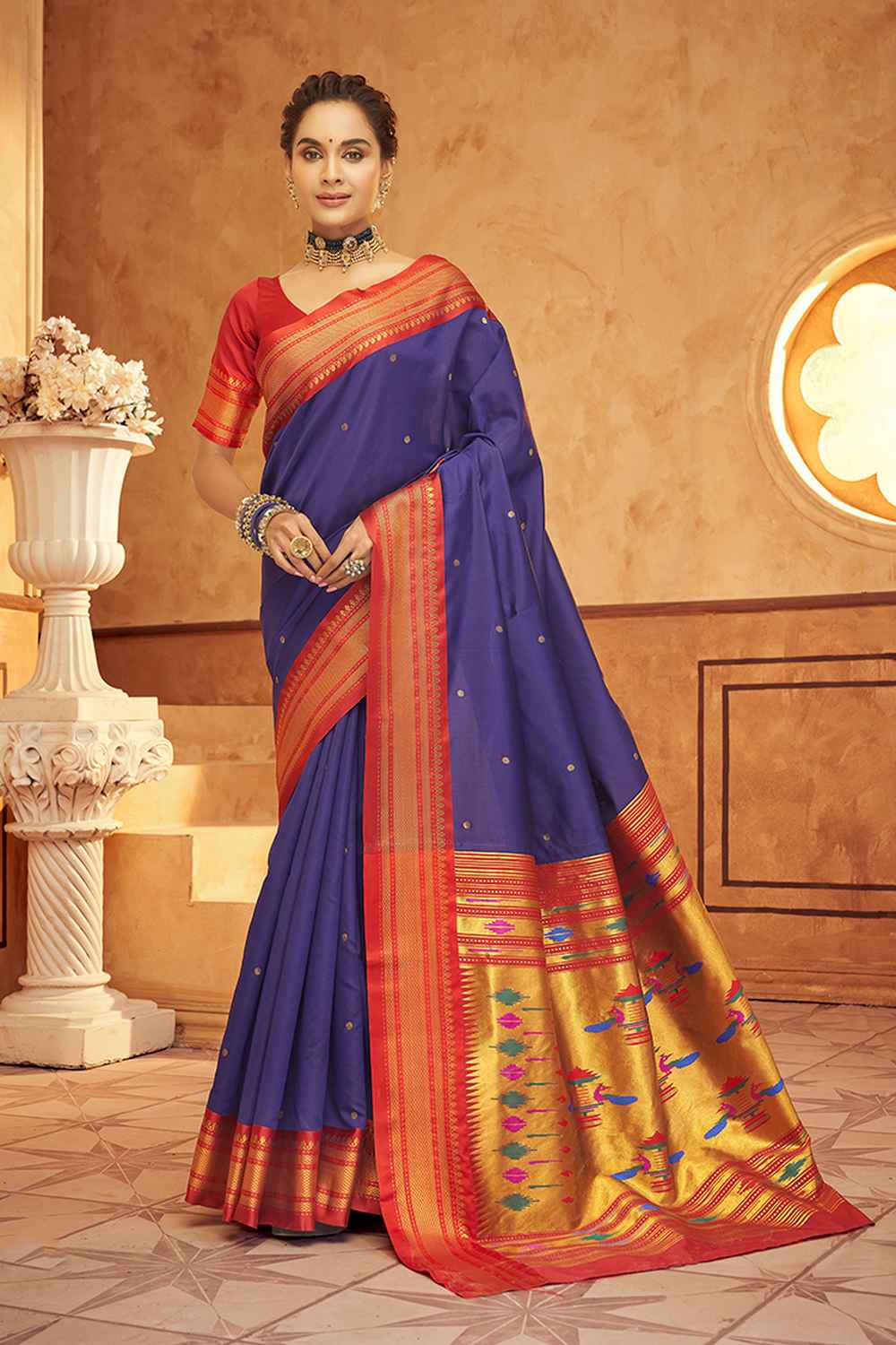 Violet Silk Woven Saree