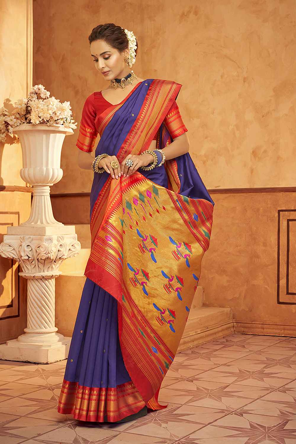 Violet Silk Woven Saree