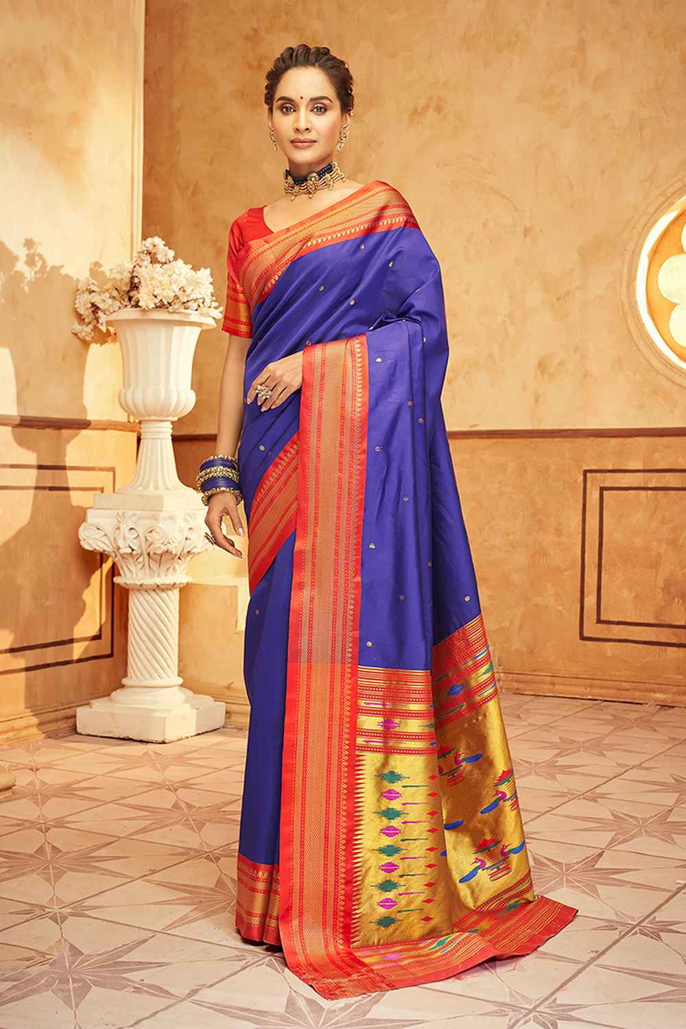 Blue Silk Woven Saree