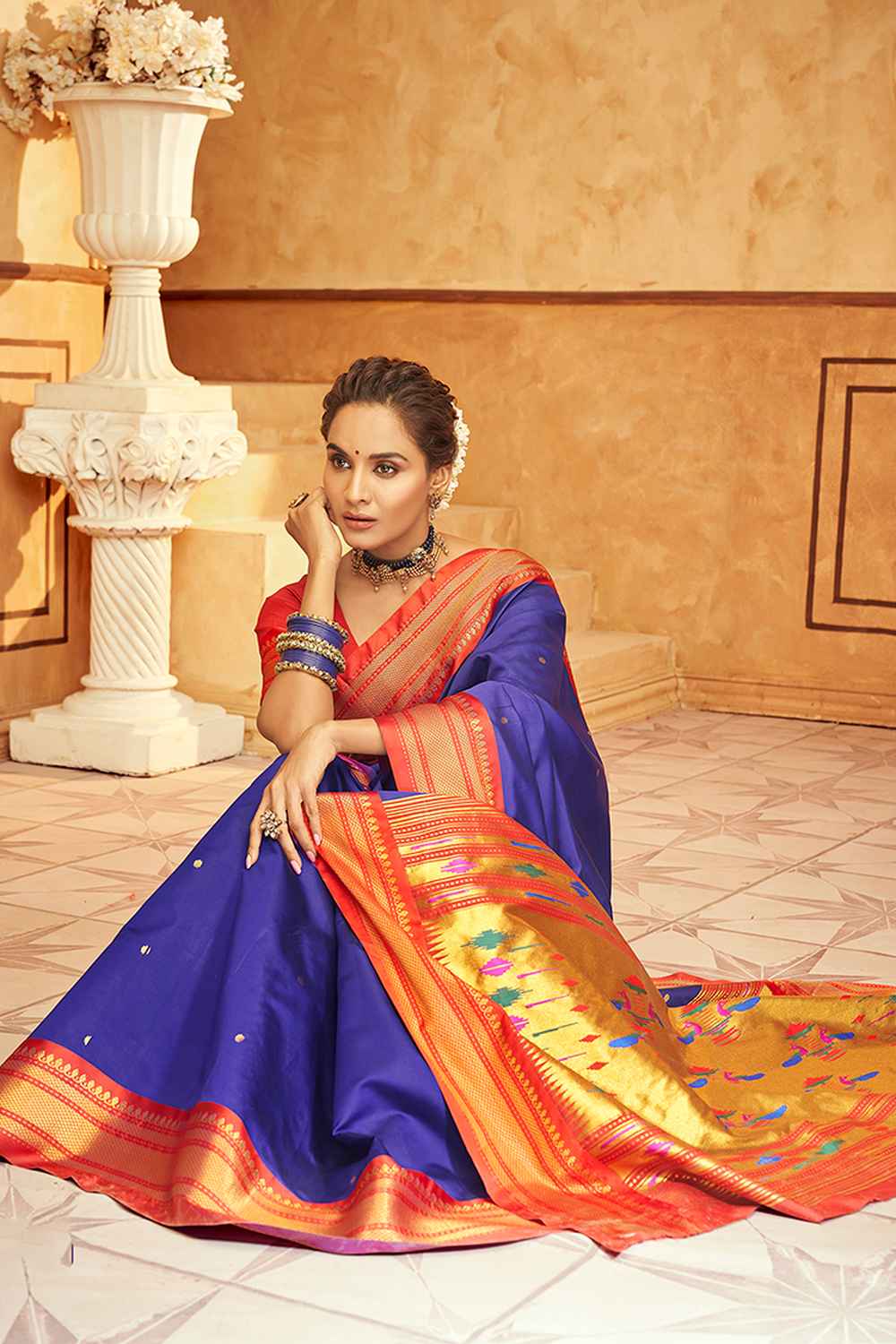 Blue Silk Woven Saree