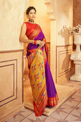 Magenta Silk Woven Saree