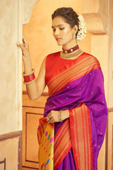 Magenta Silk Woven Saree